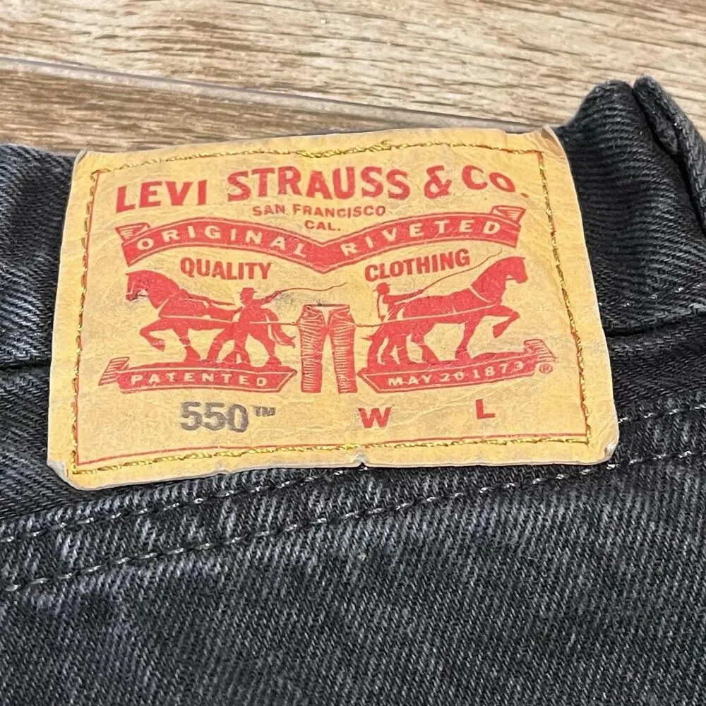 Levis 550 Jeans Mens 40x32.5 Black Tapered Leg Relaxed Fit Denim Pants Classic
